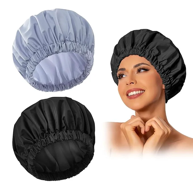 Trusted Reusable Shower Cap for Women Large Waterproof Shower Bonnet Washable Elastic Authentic