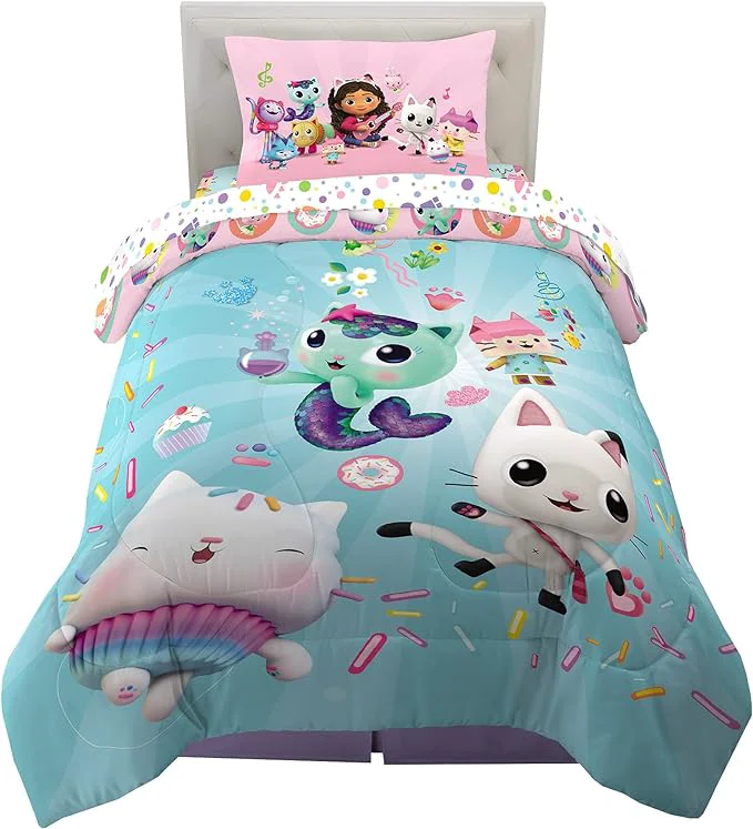Trusted DreamWorks Gabby 39 s Dollhouse Cakey MerCat And Pandy Kids Bedding Super Soft Comforter And Sheet Set 4 Piece Twin Size By Franco Environmentally Friendly