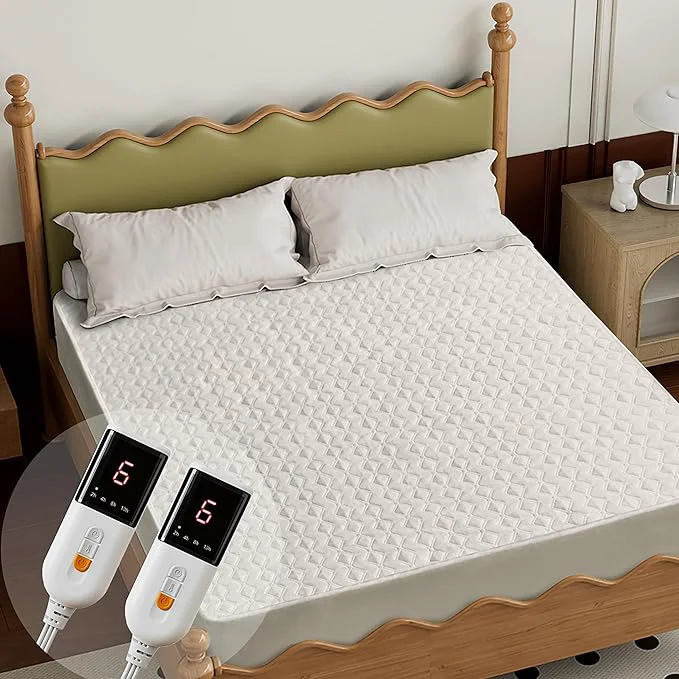 Powerful Gotcozy Heated Mattress Pad King Size Dual Control - Electric Mattress Pad Fit up to 15 with 6 Heat Setting amp 10 Hour Auto Off ETL Machine Washable White Practical