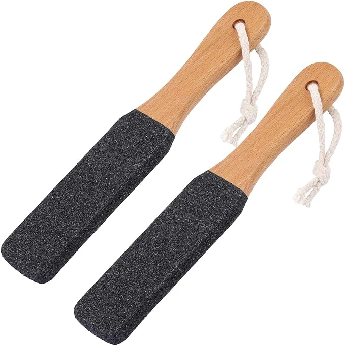 Fine Crafted 2 Pieces Foot File Callus Remover Heel Grater Wooden Handle Foot Scrubber Enhanced