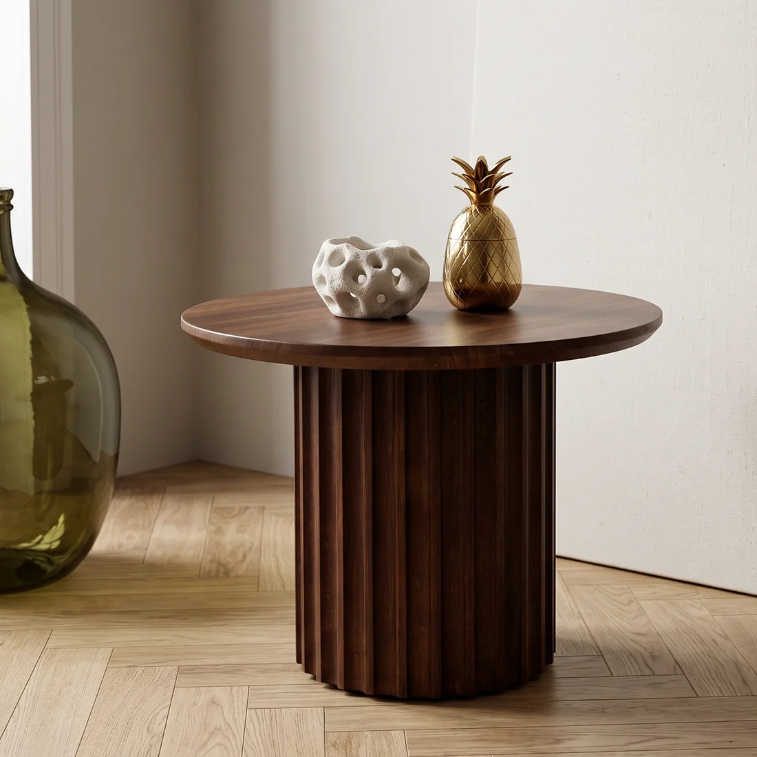 Specialty Bullnose side table reversed fluted Minimalist