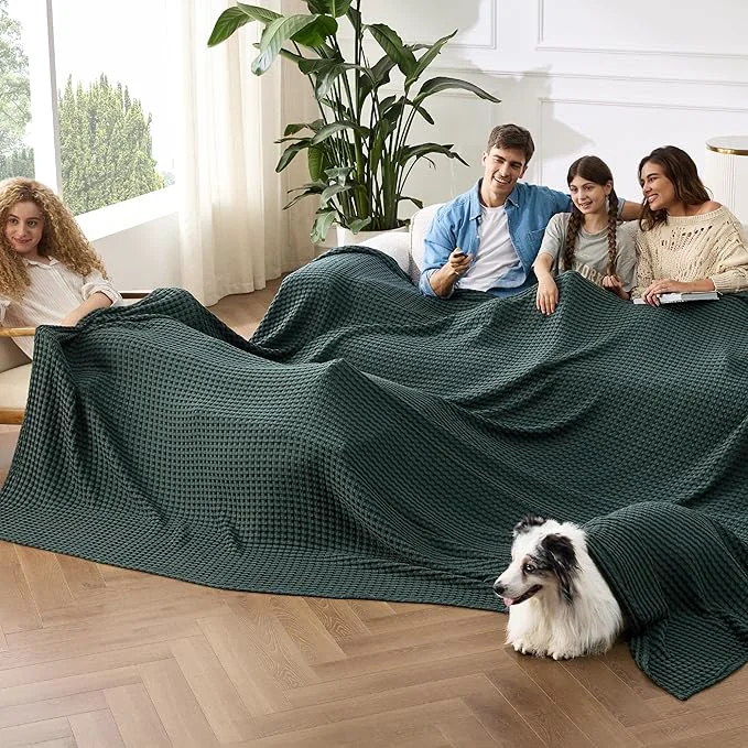 Fine Bedsure Cooling Cotton Waffle Oversized King Blanket - Lightweight Breathable Rayon Derived from Bamboo for Hot Sleepers Luxury Throws for Bed and Sofa 120x96 Inches Reliable