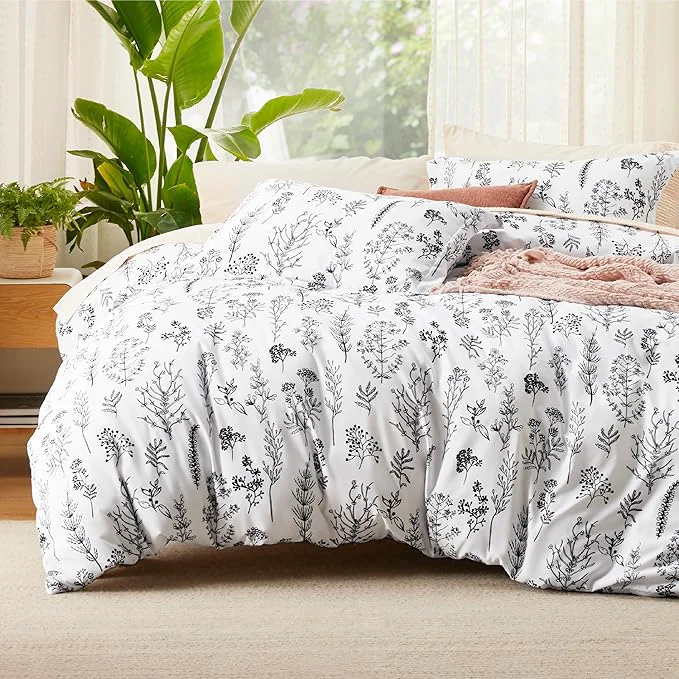 Superior Bedsure Twin Twin XL Duvet Cover - Reversible White Duvet Cover Set with Zipper Closure 2 Pieces Cute Floral Patterned Bedding Set with 8 Corner Ties and 1 Pillow Sham Unique