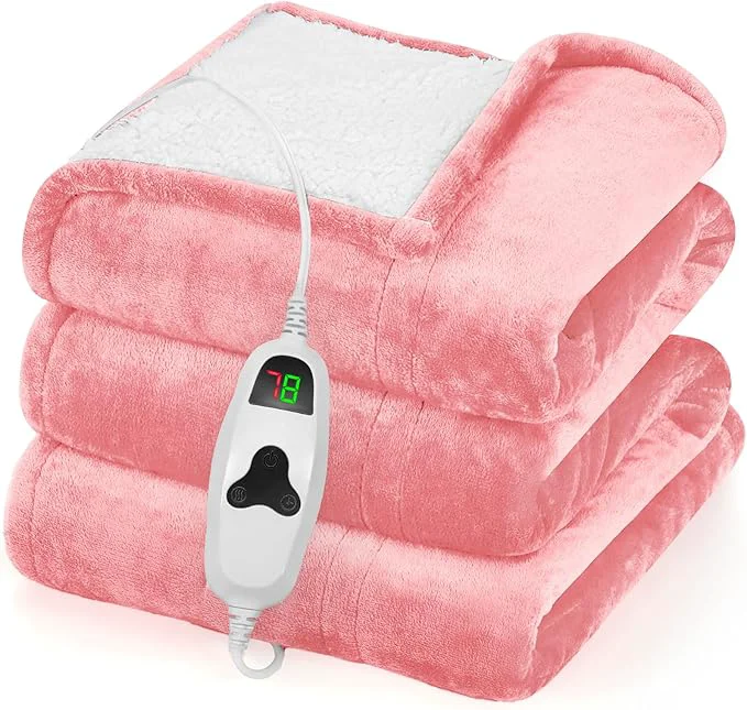 Natural greenoak Heated Blanket Electric Throw 50 quot X60 quot Heating Blanket with 10 Heat Levels 8 Hours Auto-Off Fleece Soft Blanket Christmas Birthday Gifts for Women Mom Baby Pink Next-Generation