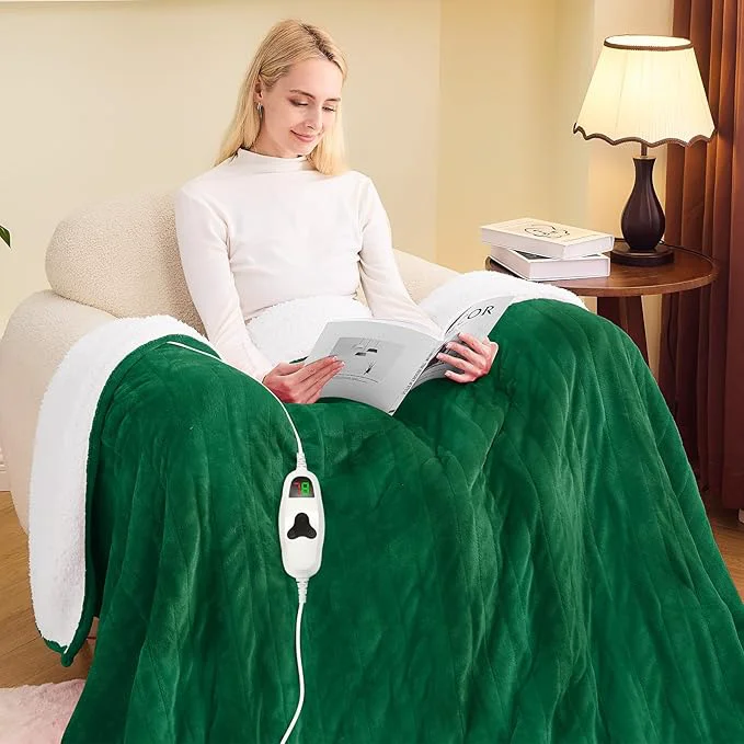Certified greenoak Heated Blanket Electric Twin 62 quot X84 quot Heating Blanket with 10 Heat Levels 1 2 4 6 8 Hours Auto-Off Fleece Soft Christmas Blanket Gifts for Grandma Seniors Mom Mint Green Flexible