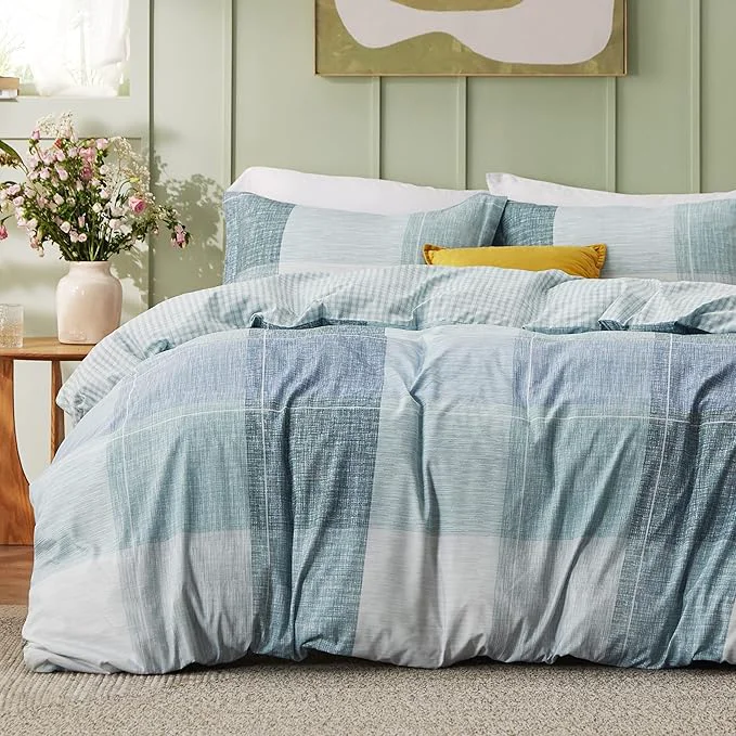 Fine Crafted Bedsure Twin Twin XL Duvet Cover Kids - Gingham Reversible Buffalo Plaid Duvet Cover Set with Zipper Closure 2 Pieces Blue Bedding Set with 8 Corner Ties and 1 Pillow Sham 20 quot x26 quot World-Class