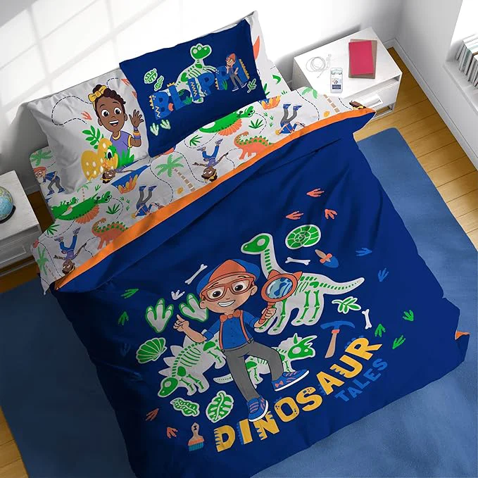 Top-Quality Sunny Side Up Kids Comforter Set Includes Sheets and Pillow Covers - Soft and Cozy Bed Set for Stylish Room Decor Blue - Blippi 7 Piece Full Bedding Unique
