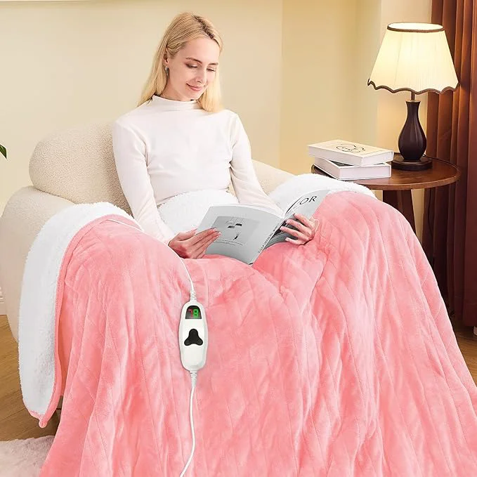 Optimized greenoak Heated Blanket Electric Twin 62 quot X84 quot Heating Blanket with 10 Heat Levels 1 2 4 6 8 Hours Auto-Off Soft Flannel Sherpa Warm Heater Christmas Blanket Light Pink First-Class
