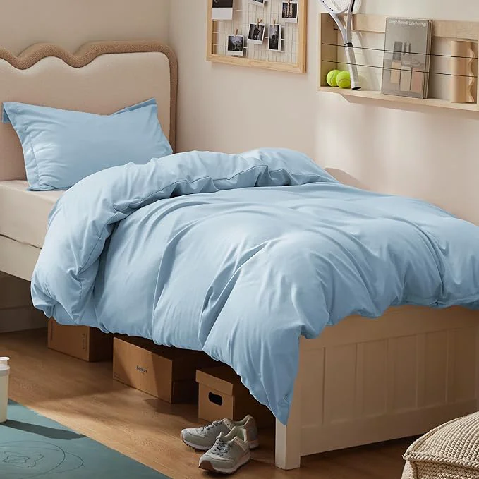 Detailed Bedsure Duvet Cover Twin Twin XL Size - Soft Double Brushed Bedding Set for Kids amp Adults Zipper Closure 2 Pieces Includes 1 Duvet Cover 68 quot x90 quot amp 1 Pillow Sham NO Comforter Light Blue Traditional