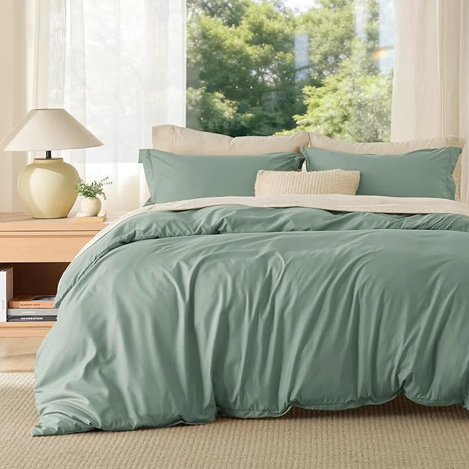 Smooth Bedsure Duvet Cover California King Size - Soft Double Brushed Bedding Set for Kids amp Adults Zipper Closure 3 Pieces Includes 1 Duvet Cover 104 quot x98 quot amp 2 Pillow Shams NO Comforter Sage Green Elite