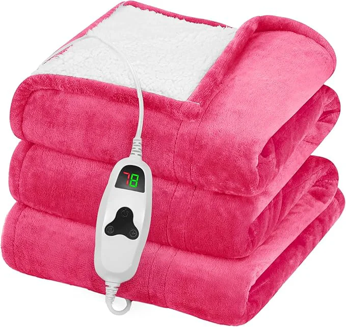 Fast greenoak Heated Blanket Electric Throw 50 quot X60 quot Heating Blanket with 10 Heat Levels 8 Hours Auto-Off Fleece Soft Christmas Blanket Birthday Gifts for Women Mom Coral Pink Easy-to-Use