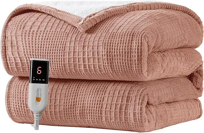 Smart Heated Blanket Electric Blanket Throw 50 39 39 X60 39 39 -Heating Blanket with 6 Heat Settings-2-10 Hours Auto Off ETL Machine Washable Fog Rose Exclusive