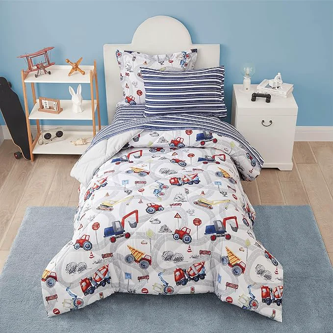 Natural Truck Twin Comforter Set for Boys 5 Pieces Kids Bedroom Bedding Set with Sheets and Pillowcase Super Soft Lightweight for All Seasons Car Machine Washable Traditional