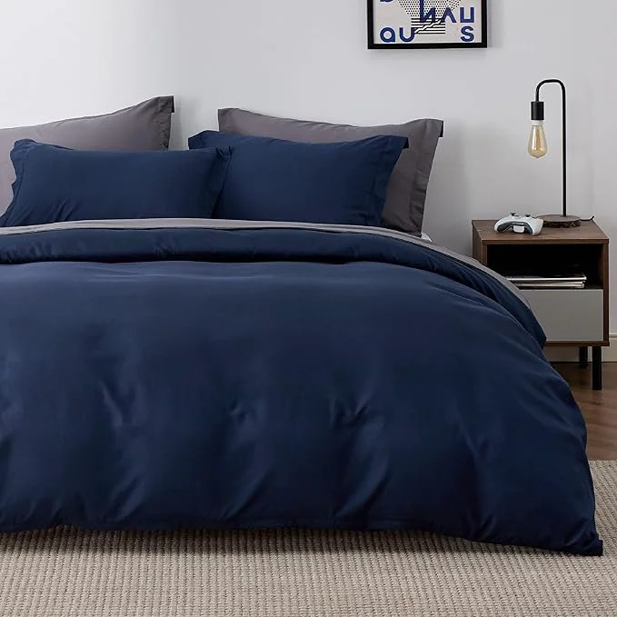 Optimized Bedsure Duvet Cover King Size - Soft Double Brushed Bedding Set for Kids amp Adults Zipper Closure 3 Pieces Includes 1 Duvet Cover 104 quot x90 quot amp 2 Pillow Shams NO Comforter Navy Blue Responsible