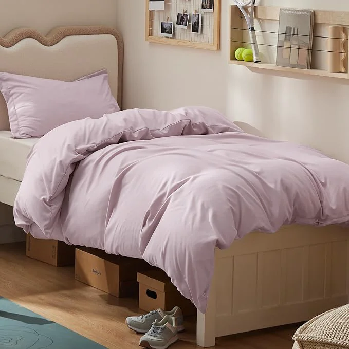 Professional Bedsure Duvet Cover Twin Twin XL Size - Soft Double Brushed Bedding Set for Kids amp Adults Zipper Closure 2 Pieces Includes 1 Duvet Cover 68 quot x90 quot amp 1 Pillow Sham NO Comforter Pink Mocha Outstanding