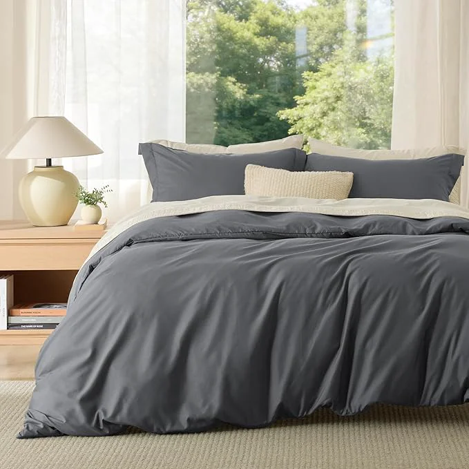 Specialty Bedsure Duvet Cover California King Size - Soft Double Brushed Bedding Set for Kids amp Adults Zipper Closure 3 Pieces Includes 1 Duvet Cover 104 quot x98 quot amp 2 Pillow Shams NO Comforter Dark Grey Advanced