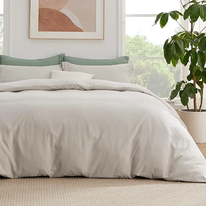 Original Bedsure Duvet Cover with Fitted Sheet King - Cooling Deep Pocket Hotel Luxury Soft Double Brushed Bedding Set with Zipper Closure 1 Duvet Cover 1 Fitted Sheet 2 Pillow Shams NO Comforter Linen Healthy