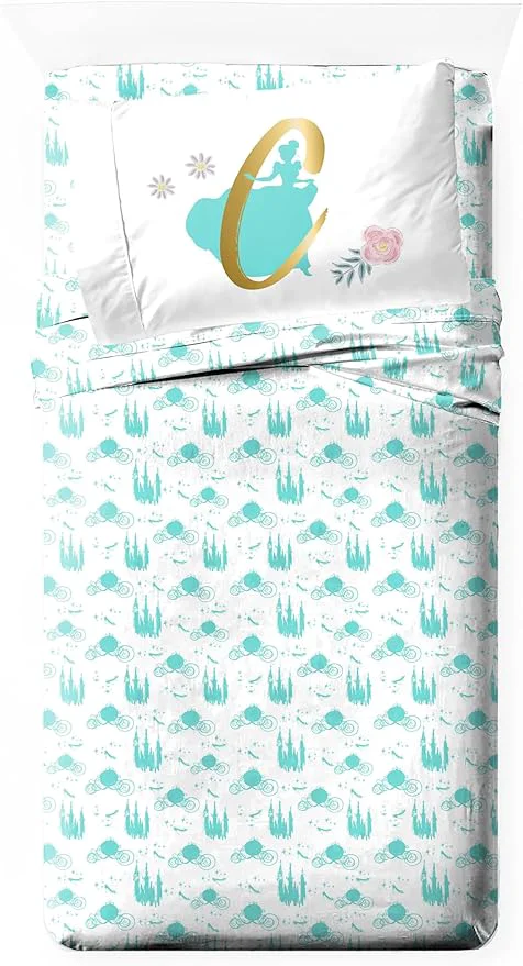 High-Quality Jay Franco Kids Sheet Set with Fitted Flat Sheets amp Pillow Cover - Ultra-Soft Bedding with Pillowcase for Room Decor Blue - Princess Cinderella 3 Piece Twin Genuine