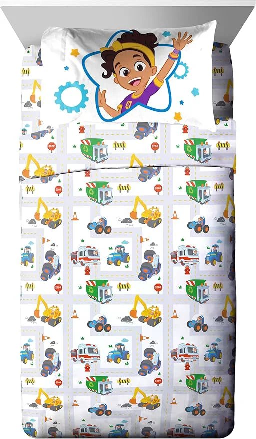 Top-Quality Jay Franco Kids Sheet Cartoon Set with Fitted Flat Sheets amp Pillow Cover - Ultra-Soft Bedding with Pillowcase for Room Decor White - Blippi 3 Piece Toddler Artisan