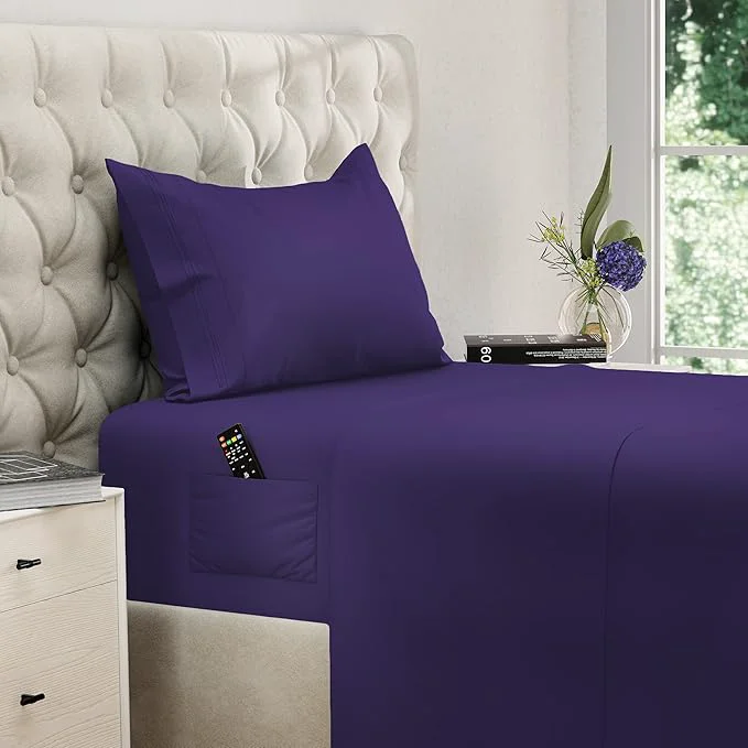 DREAMCARE Twin XL Sheet Sets – 3pcs Cooling Sheets – up to 21 Extra Deep Pocket Twin XL Sheets Set – Hotel Luxury Sheets amp Pillowcases – Superior Softness Fine Microfiber with Side Pocket Purple Effective