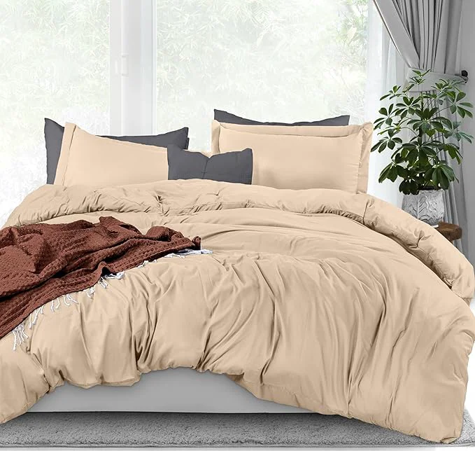 Powerful Utopia Bedding Duvet Cover King Size - 3 Piece with Zipper Closure - 1 Comforter Cover 104X90 Inches amp 2 Pillow Shams 20X36 Inches Beige Comforter Not Included Functional
