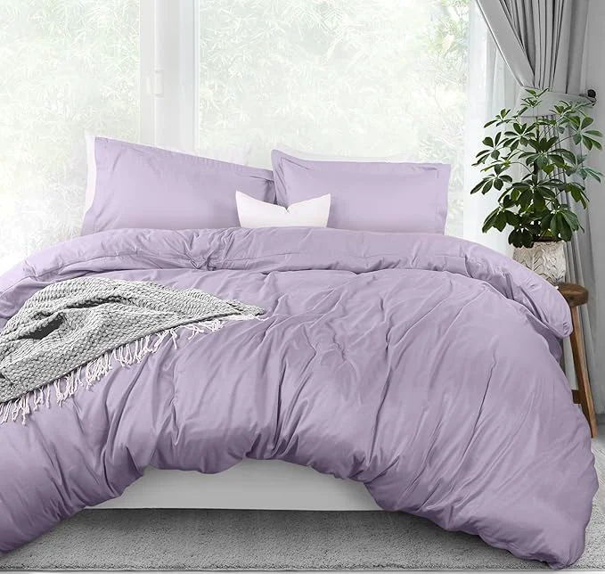 Breathable Utopia Bedding Duvet Cover Queen Size - 3 Piece with Zipper Closure - 1 Comforter Cover 90X90 Inches amp 2 Pillow Shams 20X26 Inches Lavender Comforter Not Included Smart