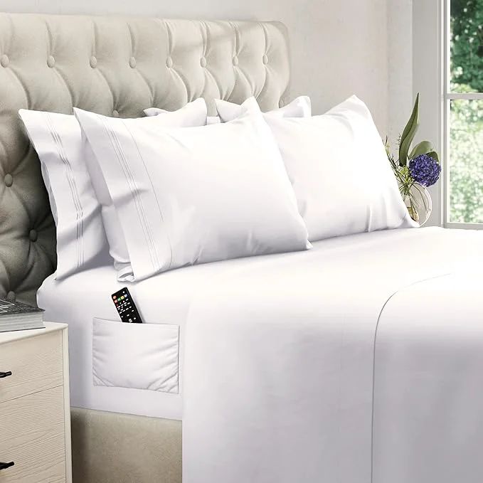 Classic DREAMCARE King Size Sheets Set – 6 pcs Cooling Bed Sheets – up to 21 Deep Pocket King Sheet Set – 2500 Supreme Collection – Extra Soft Brushed Microfiber Hotel Luxury with Side Pocket – White Exclusive