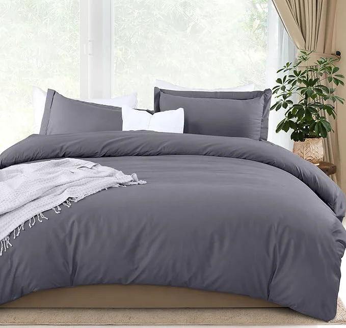 Natural Utopia Bedding Duvet Cover King Size - 3 Piece with Zipper Closure - 1 Comforter Cover 104X90 Inches amp 2 Pillow Shams 20X36 Inches Grey Comforter Not Included Effective