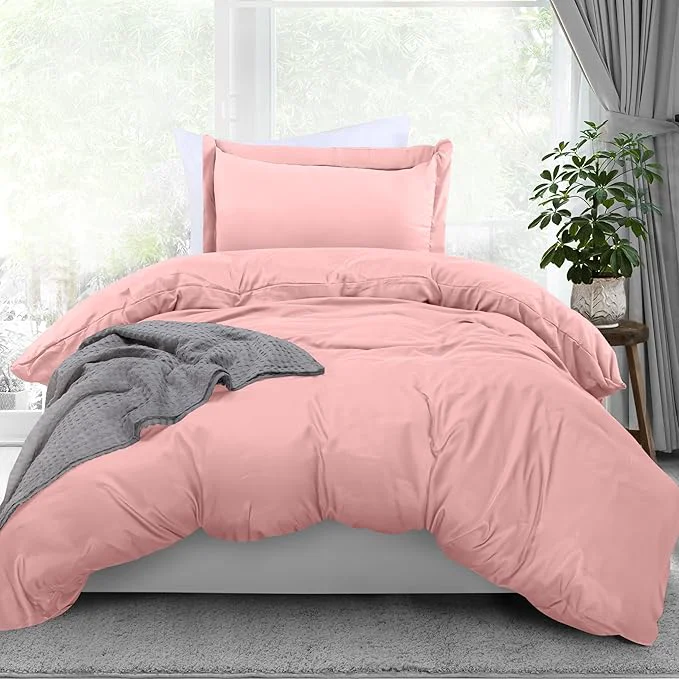 Professional Utopia Bedding Duvet Cover Twin Size - 2 Piece with Zipper Closure - 1 Comforter Cover 68X90 Inches amp 1 Pillow Sham 20X26 Inches Pink Comforter Not Included Premium Material