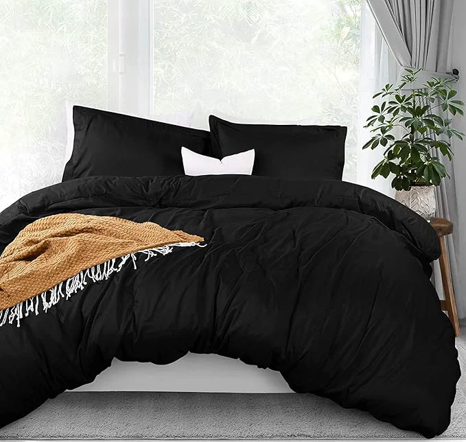 Healthy Utopia Bedding Duvet Cover Queen Size - 3 Piece with Zipper Closure - 1 Comforter Cover 90X90 Inches amp 2 Pillow Shams 20X26 Inches Black Comforter Not Included Secure