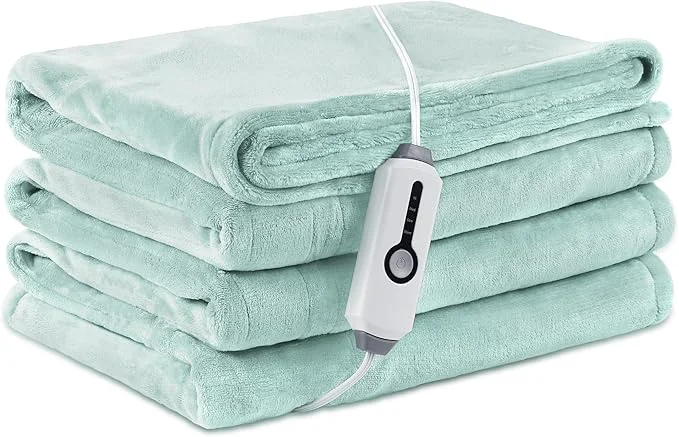 Innovative Electric Heated Blanket Full Size 72 quot ×84 quot Breathable amp Luxurious Flannel Soft Warm Gift with Over-Heat Protection 4 Heating Levels amp 10 H Auto Shut Off Machine Washable Lighg Green Specialty