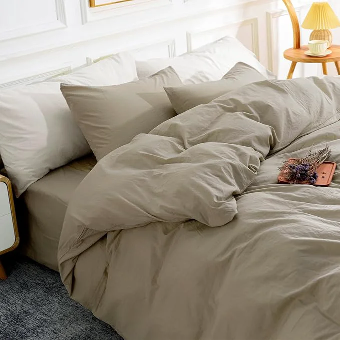 World-Class NEXHOME PRO Duvet Cover Set Kids Twin Size Linen Feel Textured Organic Natural Washed Cotton Duvet Cover 2 Pieces Bedding Set with Zipper Closure amp Corner Ties Breathable No Comforter 68 quot x90 quot Next-Generation