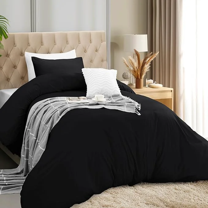 Original Utopia Bedding Duvet Cover Set with Pillowcases- 2 Pieces Bedding Duvet Cover with Zipper Closure - 1 Duvet Cover with 1 Pillow Sham - Soft Brushed Microfiber Twin Twin XL Black Premium Material