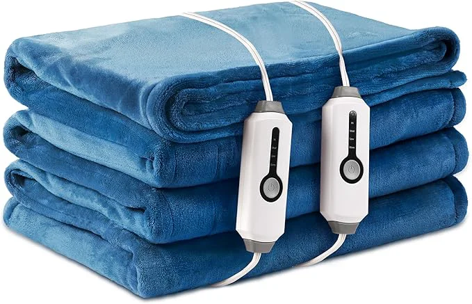 Expertly Made Electric Heated Blanket King Size 90 quot ×100 quot Comfortable amp Luxurious Flannel 4 Heating Levels amp 10 H Auto Shut Off Lake Blue Powerful