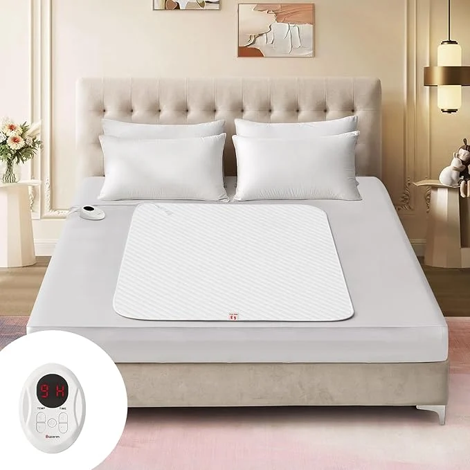 Outstanding Bwarm Waterproof Heated Mattress Pad Mini Twin Electric Mattress pad ETL Bed Warmer with Memory Function 9 Heat Settings 1-12 Hours Auto Off Deep Pocket Machine Washable White 31 quot x 55 quot Relaxed