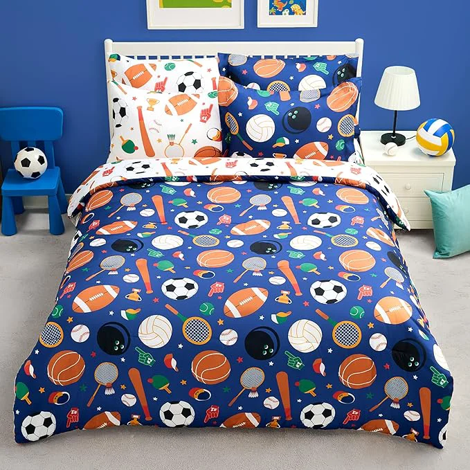 Natural Joiedomi Kid Full Comforter Set 7 Piece Ball Sports Bedding Set for Boys Girls Super Soft Microfiber Bed in a Bag with Comforter Sheets Pillowcase Sham Secure