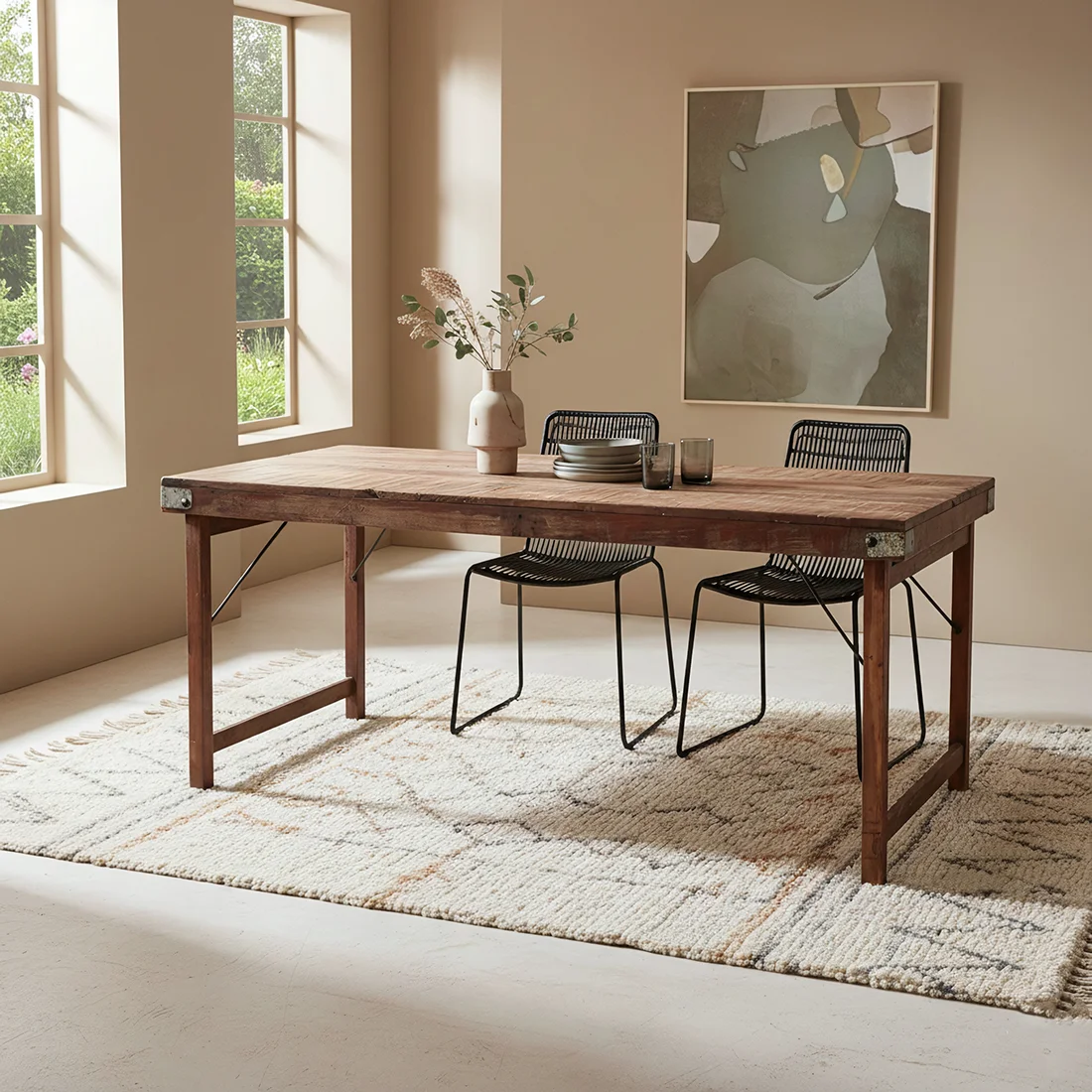 Relaxed Dining table folding brown Consistent