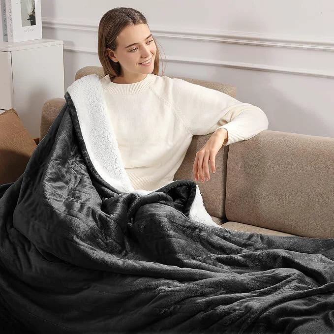 Verified Heating Blanket Heated Throw 50 39 39 X60 39 39 - Electric Throw Soft Plush Sherpa with 5 Heating Level amp 4 Hour Auto Off ETL amp Overheat Protection Warm Gifts for Grandma Dark Gray Specialty