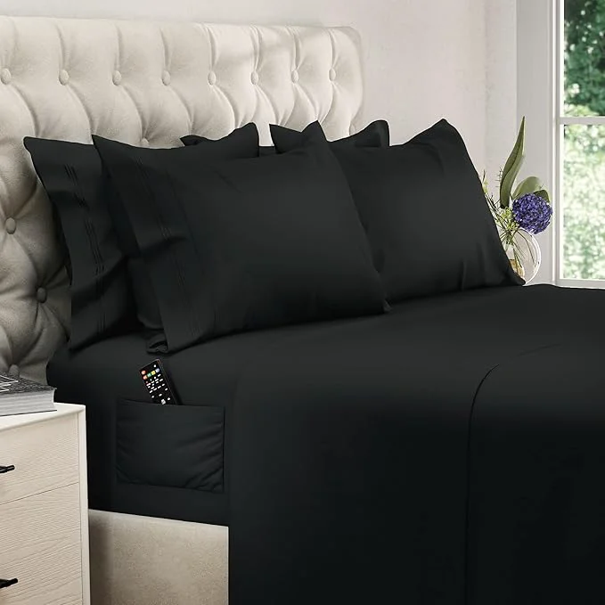 Quality DREAMCARE Sheets Full Size Bed - Cooling Bed Sheets - 6pcs Set - Full Sheet Set - Full Size Sheets - Full Size Sheet Sets Soft amp Long Lasting Fine Brushed Polyester with Side Pocket - Black Innovative