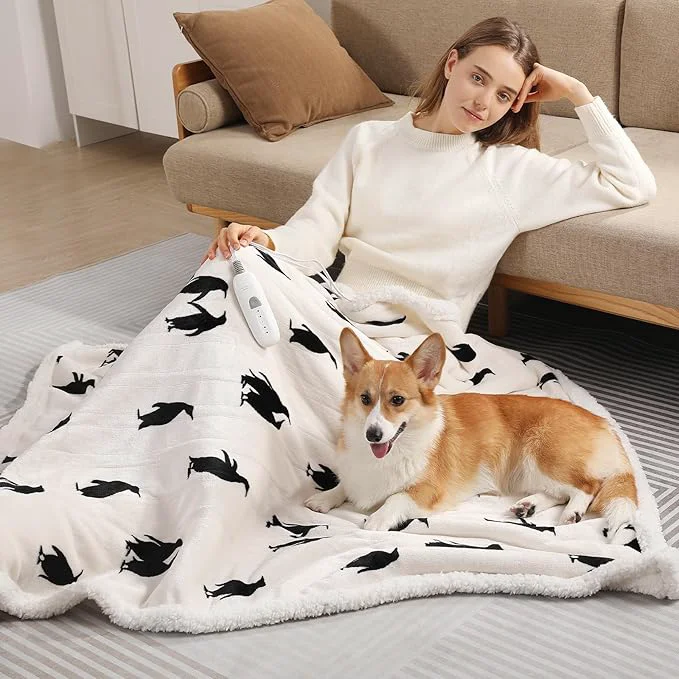 Comfortable Electric Throw Blanket Heated Blanket Throw with 5 Heating Levels amp 4 Hours Auto Off 50 quot x60 quot Cute Heated Throw Blanket with ETL amp FCC Certification for Home Office Machine Washable Great Gift Dependable