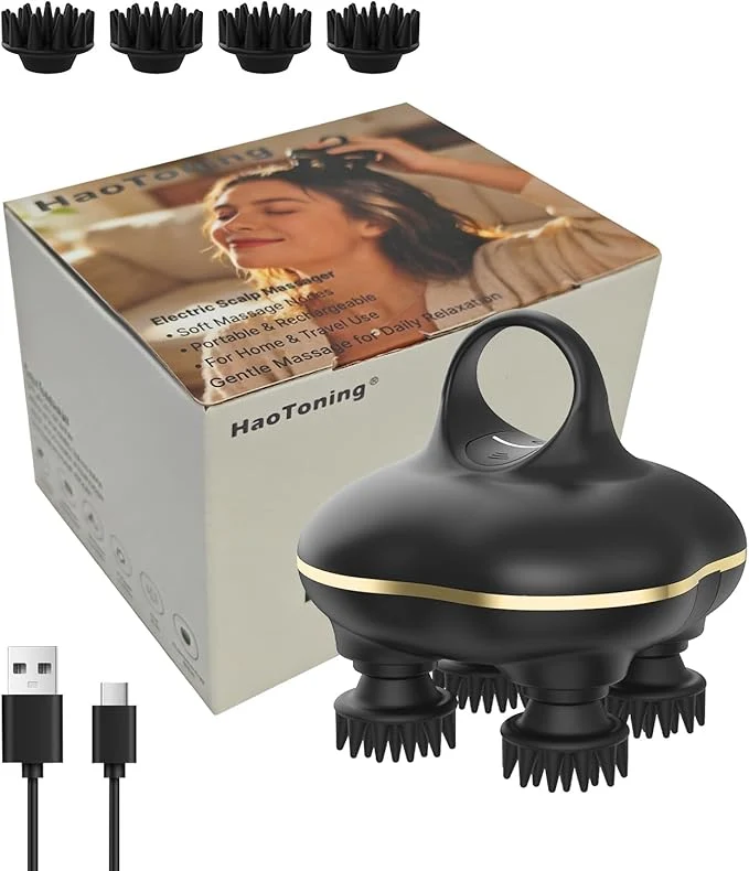 Proven Electric Scalp Massager Head Scratcher Mimics Four-Finger Kneading Massage Clean