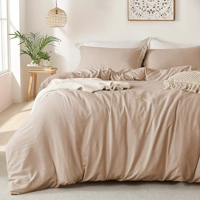 Fast MILDLY Super Soft Duvet Cover - Microfiber Polyester Rugby Tan Comforter Cover Set 3 Pieces with Zipper Closure amp Corner Ties No Comforter Quality