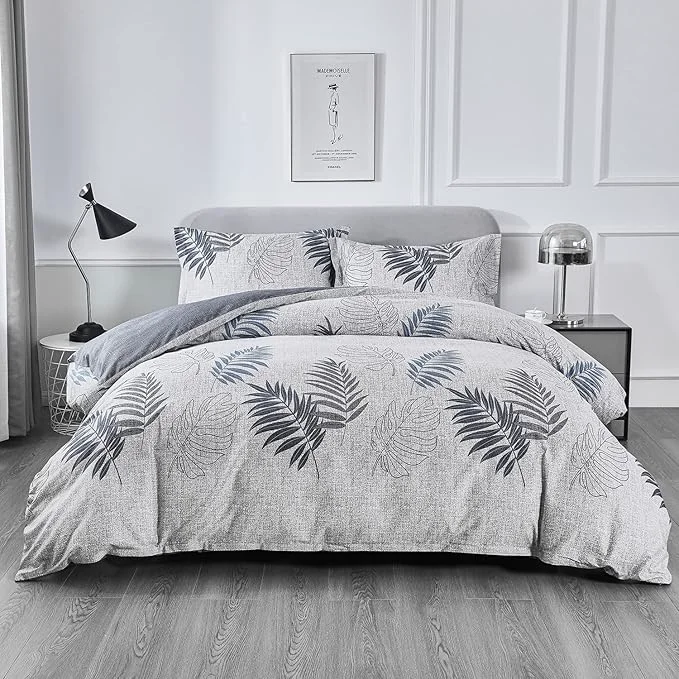 Selected OAITE Duvet Cover Set Cotton Comforter Cover with Leaf Pattern Duvet Cover Set Soft Bedding Set Includes with 3 Piece 2 Pillow Shams 1 Duvet Cover High-End