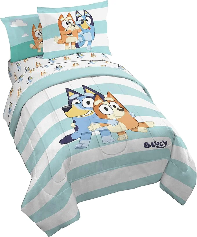 Flexible Jay Franco Bluey amp Bingo 7 Piece Full Size Bed Set - Includes Comforter amp Sheet Set - Super Soft Kids Bedding Fade Resistant Microfiber Bluey Product Fine