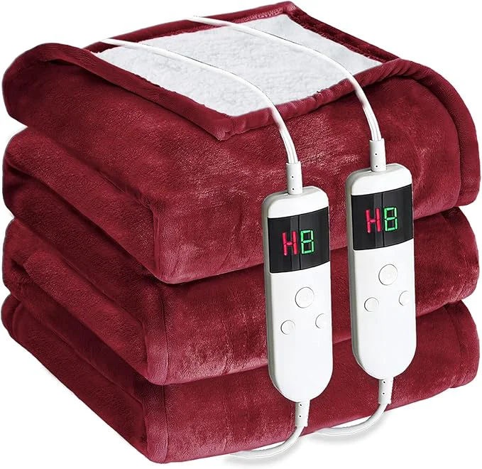 Smooth Electric Heated Blanket Queen Size 84 39 39 x90 39 39 - Dual-Control Heating Blanket Soft amp Warm Flannel 10-Level Temperature Control 8 Hours Auto Off Rapid Heating amp Overheat Protection