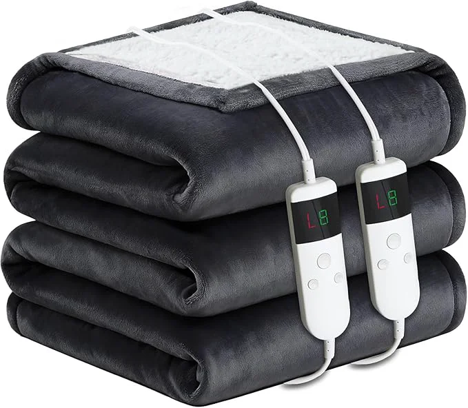 Crafted Electric Heated Blanket Queen Size 84 39 39 x90 39 39 Soft Flannel amp Sherpa Electric Blanket with 10 Heating Levels Automatically Shut Down After 8h with Overheat Protection Machine Washable Reliable