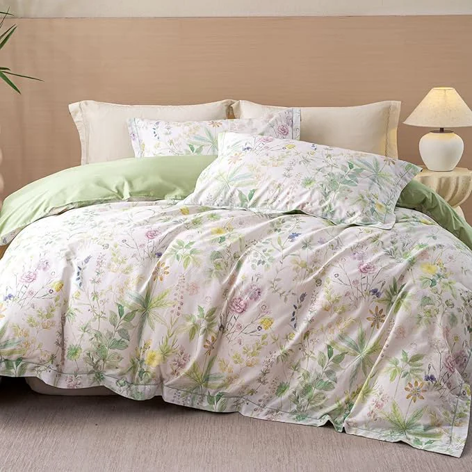 Powerful OAITE Duvet Cover Set King Size Floral Pattern Ultra Soft Cotton Duvet Cover Sets 3-PC Breathable Duvet Cover with Zipper Closure amp Corner Ties 2 Pillow Shams 1 Duvet Cover Quality