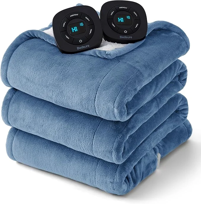 Relaxed Bedsure Electric Blanket Queen Size - Dual Control Heated Blanket Queen Fast Heating with 10 Time Settings amp 10 Heat Settings Warm Gift for Grandma 84x90 inches Blue Unique