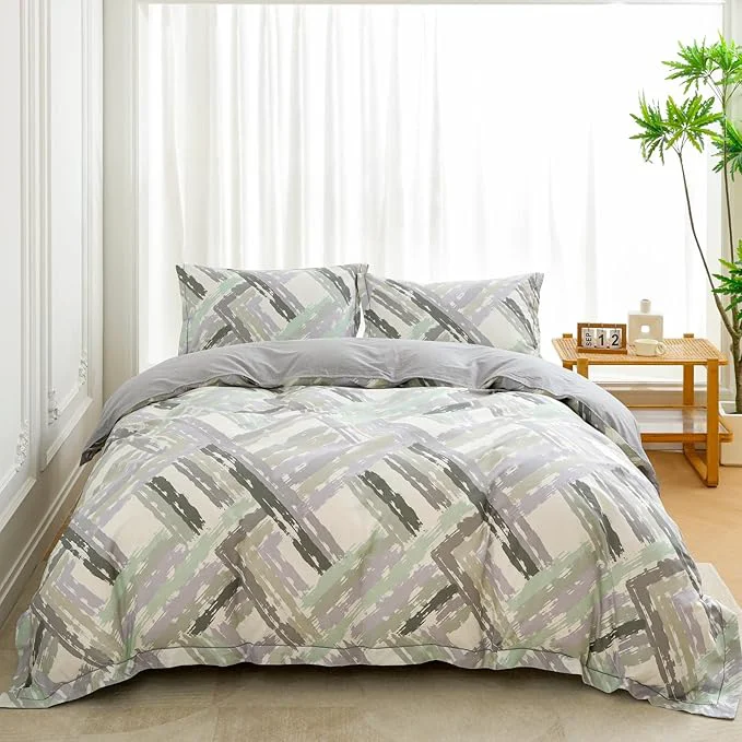 Easy-to-Use OAITE Duvet Cover Set Queen Size Floral Pattern Ultra Soft Cotton Duvet Cover Sets 3-PC Breathable Duvet Cover with Zipper Closure amp Corner Ties 2 Pillow Shams 1 Duvet Cover Efficient