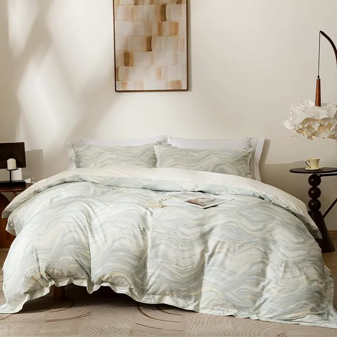 Enhanced OAITE Duvet Cover Set Twin Size Floral Pattern Ultra Soft Cotton Duvet Cover Sets 3-PC Breathable Duvet Cover with Zipper Closure amp Corner Ties Top-Quality